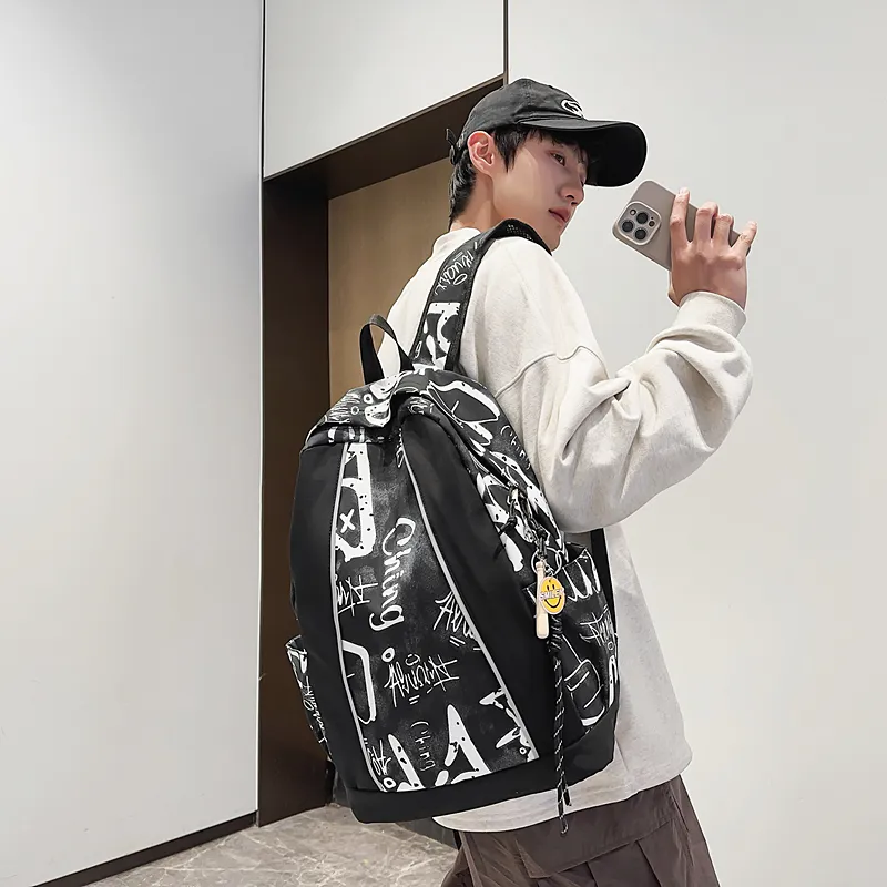 SEVENMOONS Nylon Backpack Regular Unisex White/Black/Blue-3