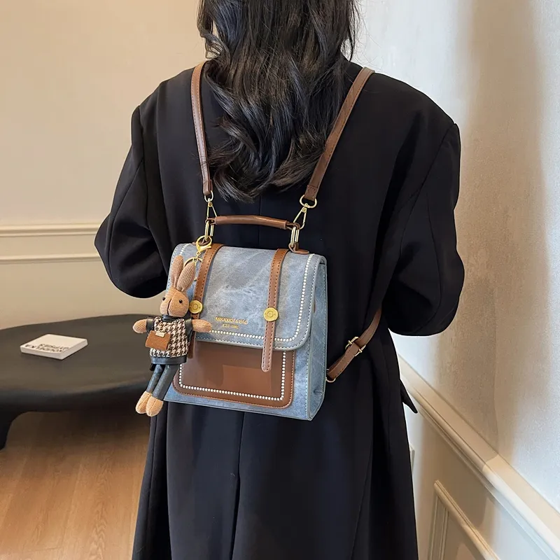 SEVENMOONS PU Backpack Regular Women's Beige & Brown/Beige & Black/Black/Blue-4