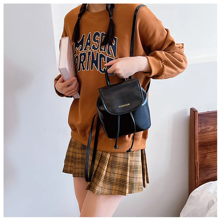 SEVENMOONS PU Backpack Regular Unisex Ecru/Black/Light Brown/Green-4