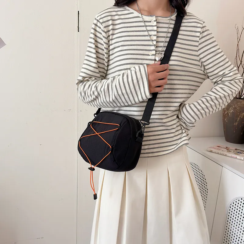 SEVENMOONS Nylon Fabric Shoulder Bag, Crossbody Bag Unisex Black/Purple/Orange/Coffee-2
