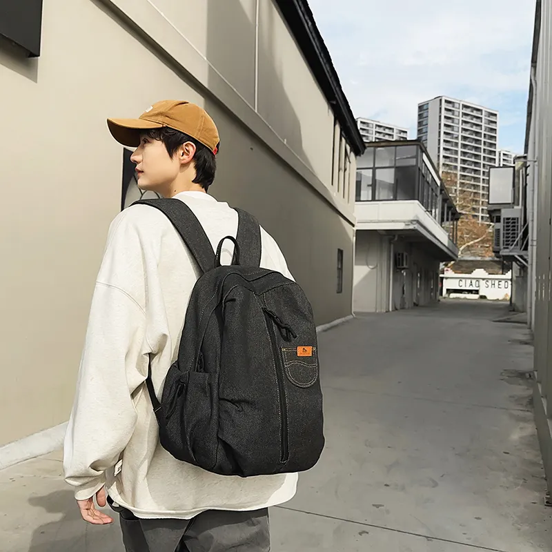 SEVENMOONS Denim Backpack Unisex Black/Blue-2