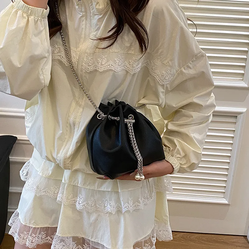 SEVENMOONS PU Bucket Bag, Shoulder Bag Regular Women's White/Black/Pink/Blue-4