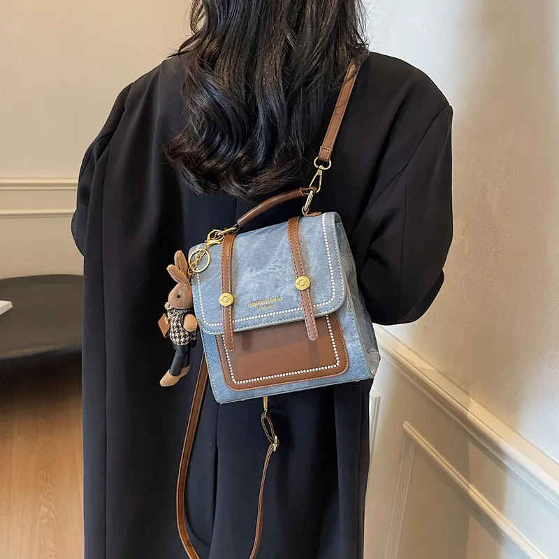 SEVENMOONS PU Backpack Regular Women's Beige & Brown/Beige & Black/Black/Blue-5