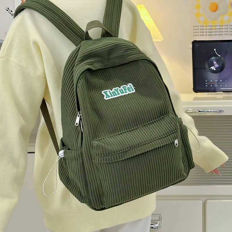 SEVENMOONS Nylon Backpack Unisex Light Grey / Dark Grey / Black / Khaki / Green-11