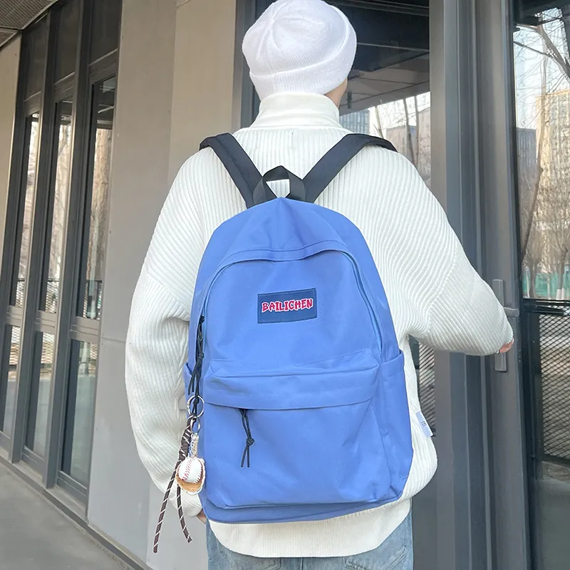 SEVENMOONS Nylon Backpack Unisex Beige Gray/Black/Burgundy/Blue-10