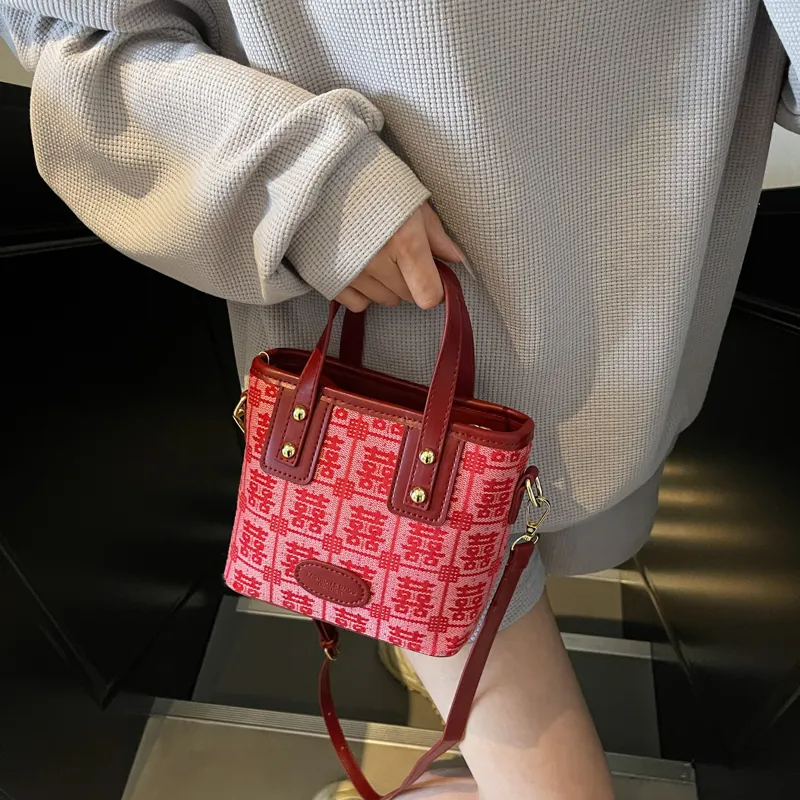 SEVENMOONS Fabric Handbag Women's Joyful Pink/Joyful Red/Heart Red/Burgundy-5