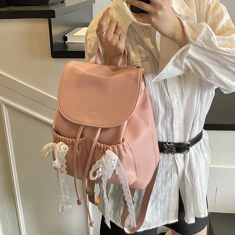 SEVENMOONS PU Backpack Regular Women's Beige/Pink/Black-4