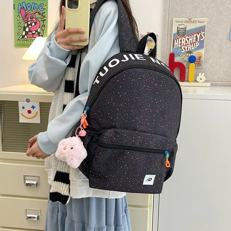 SEVENMOONS Nylon Fabric Backpack Unisex Black/White/Green/Blue/Yellow/Black/Red/Pink-14