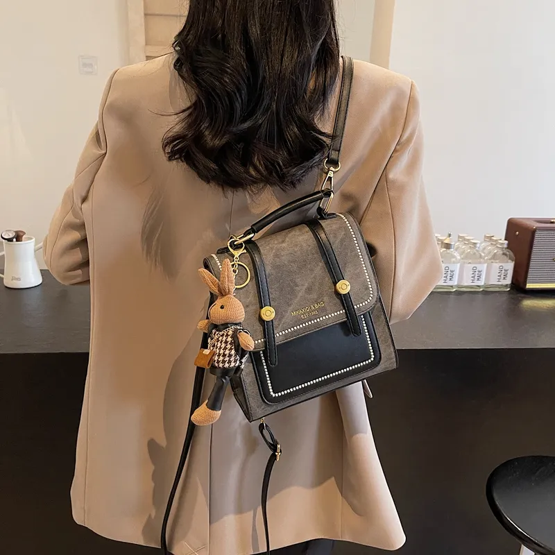SEVENMOONS PU Backpack Regular Women's Beige & Brown/Beige & Black/Black/Blue-1