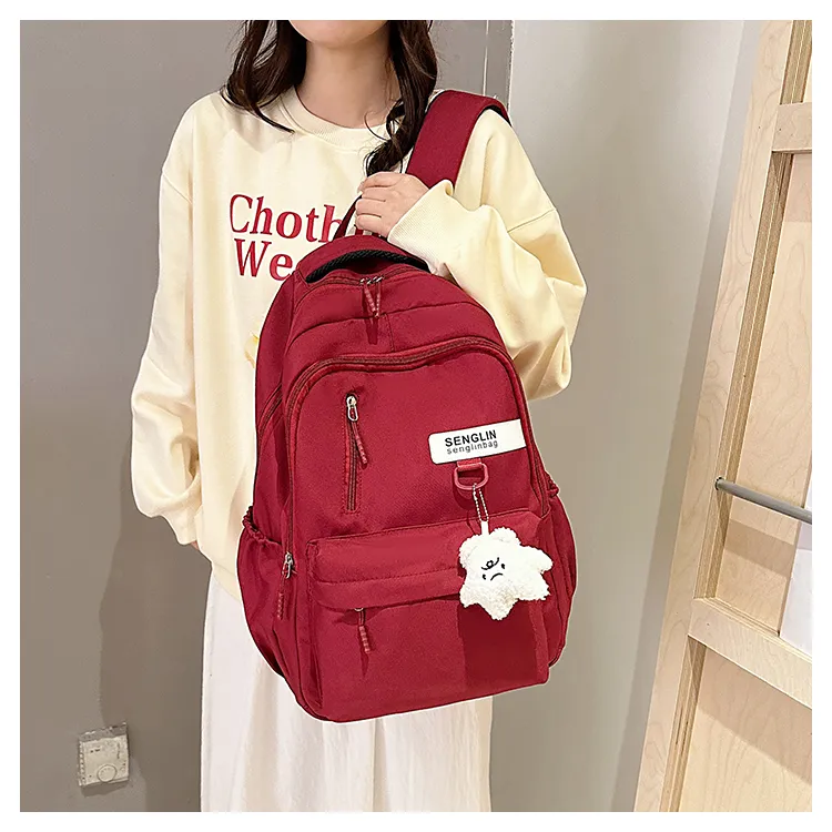 SEVENMOONS Nylon Backpack Regular Unisex Ecru/Black/Burgundy/Dark Khaki-11