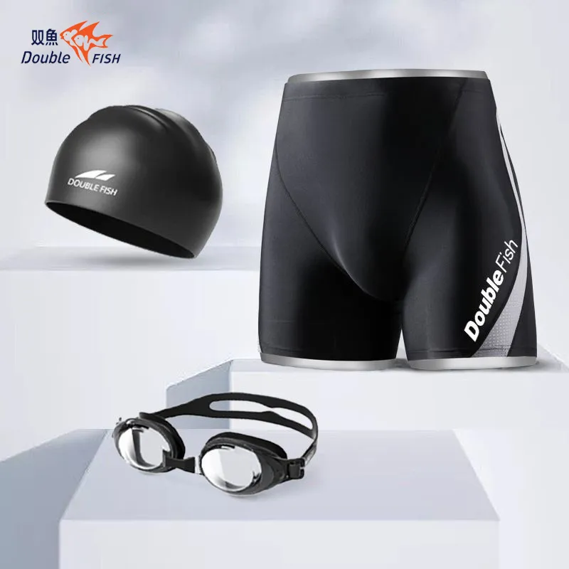 DOUBLEFISH Swimming Sets Polyester Polyamide Elastane Beach Pool Snorkeling Men's Black-4