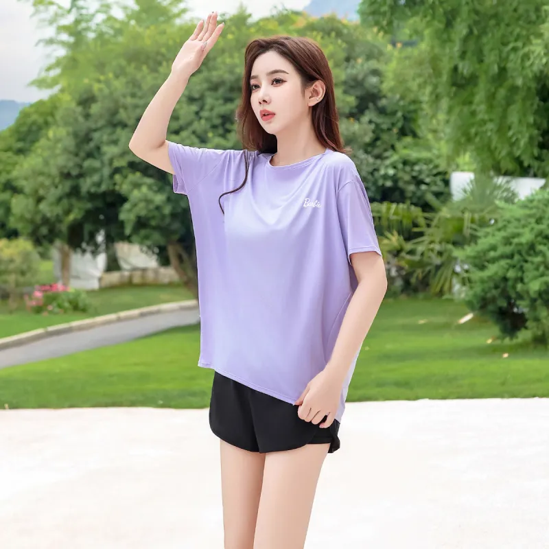 Barbie Yoga T Shirts Women's Dream Purple-3