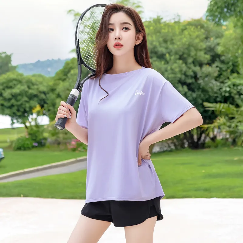 Barbie Yoga T Shirts Women's Dream Purple-1