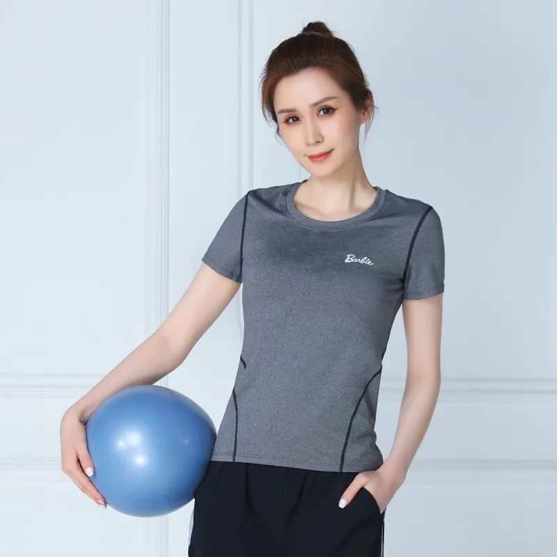 Barbie Yoga T Shirt Women's Heather Gray-1
