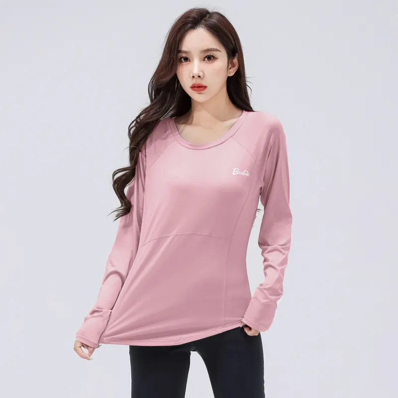 Barbie Yoga T Shirts Women's Lotus Pink Melody-5