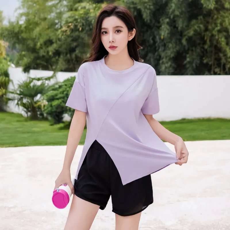 Barbie Yoga T Shirts Women's Purple-4