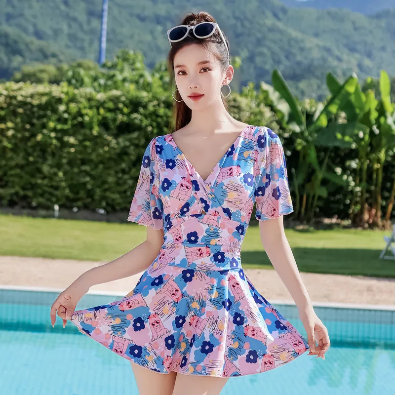 Barbie One piece Swimsuit Women's Pink Blue-3