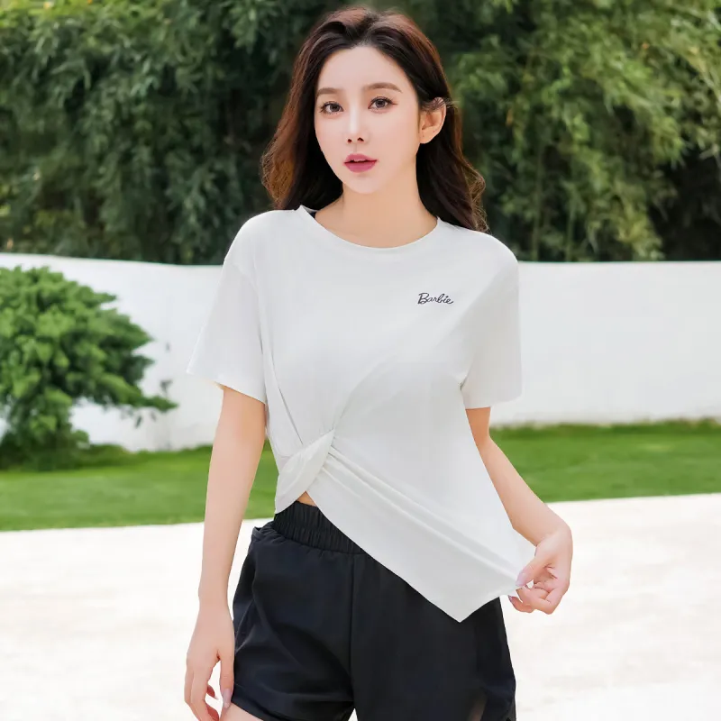 Barbie Yoga T Shirt Women's Raw White-2