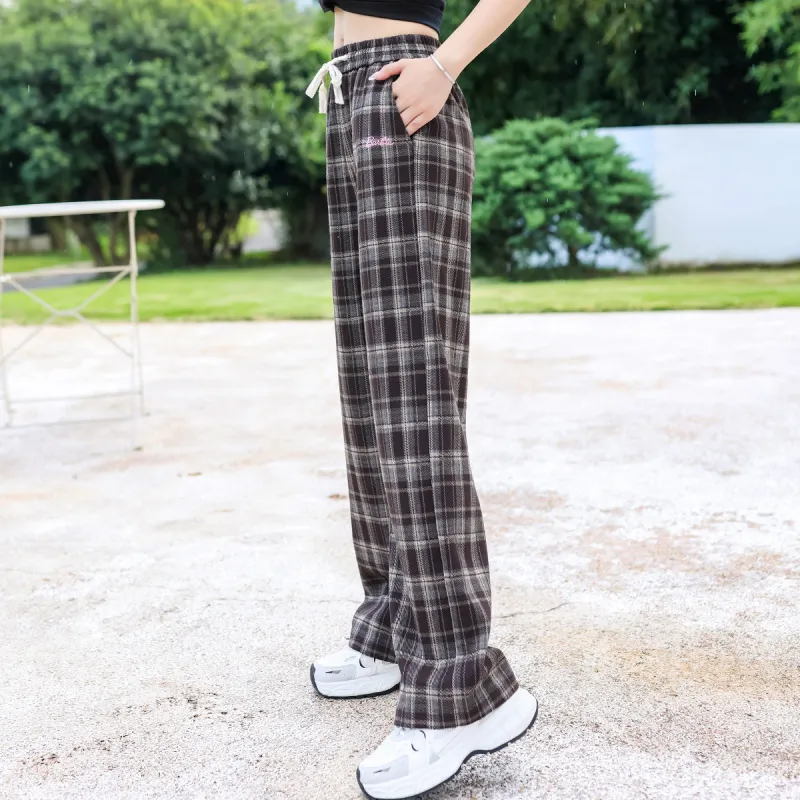 Barbie Sports Pants Women's Brown Plaid-4