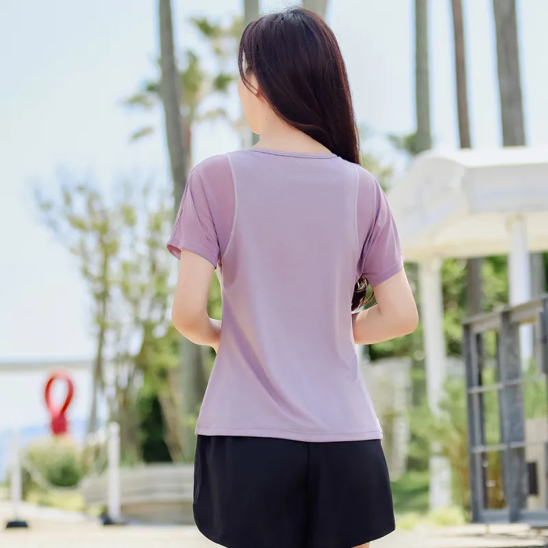 Barbie Yoga T Shirts Women's Light Purple-3