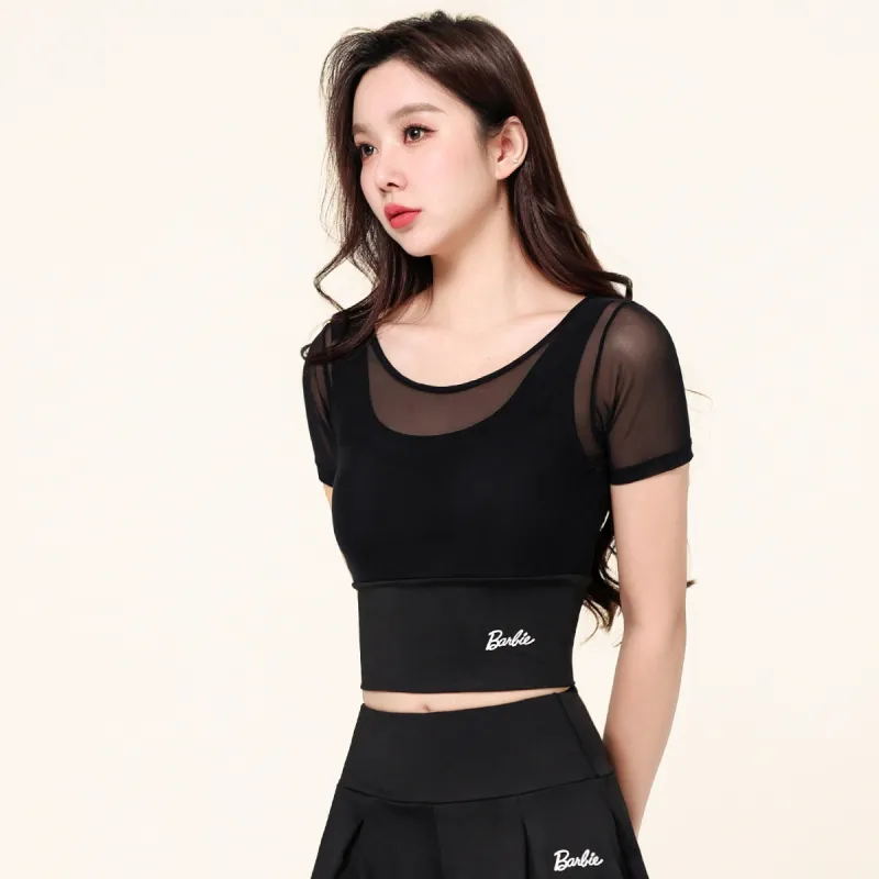Barbie Yoga T Shirts Women's Black-1