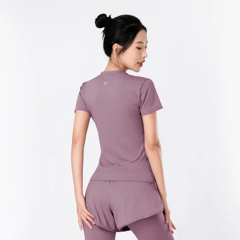Barbie Yoga T Shirts Women's Berry Purple-2
