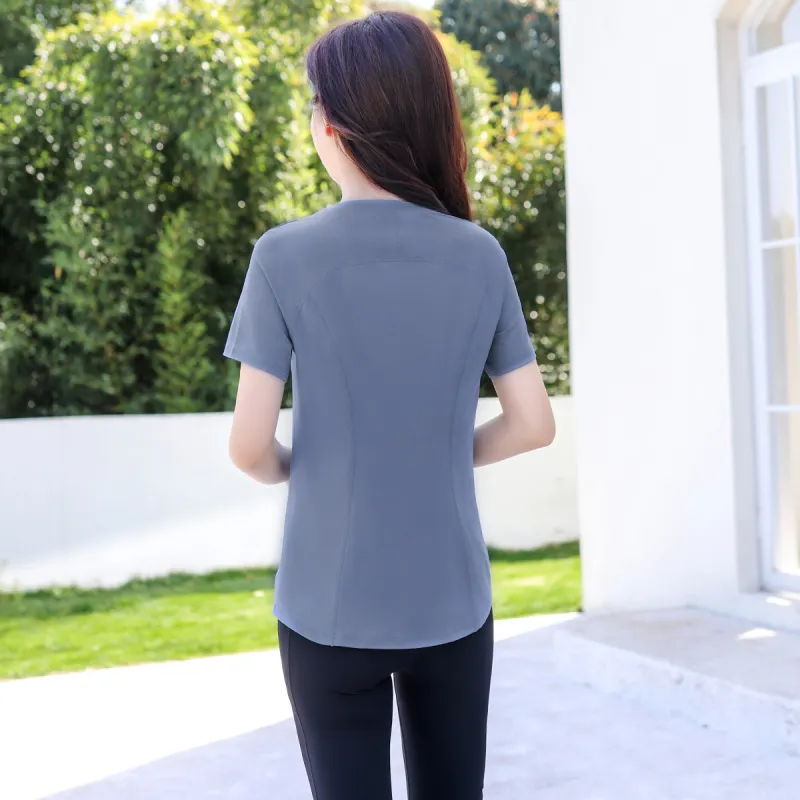 Barbie Yoga T Shirt Women's Medium Gray Blue-2