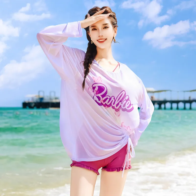Barbie Two Piece Swimsuit Women's Dusty Pink White-5