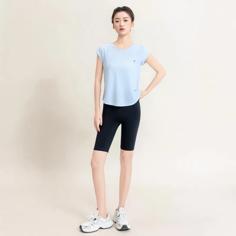 Barbie Yoga T Shirts Women's Blue-5