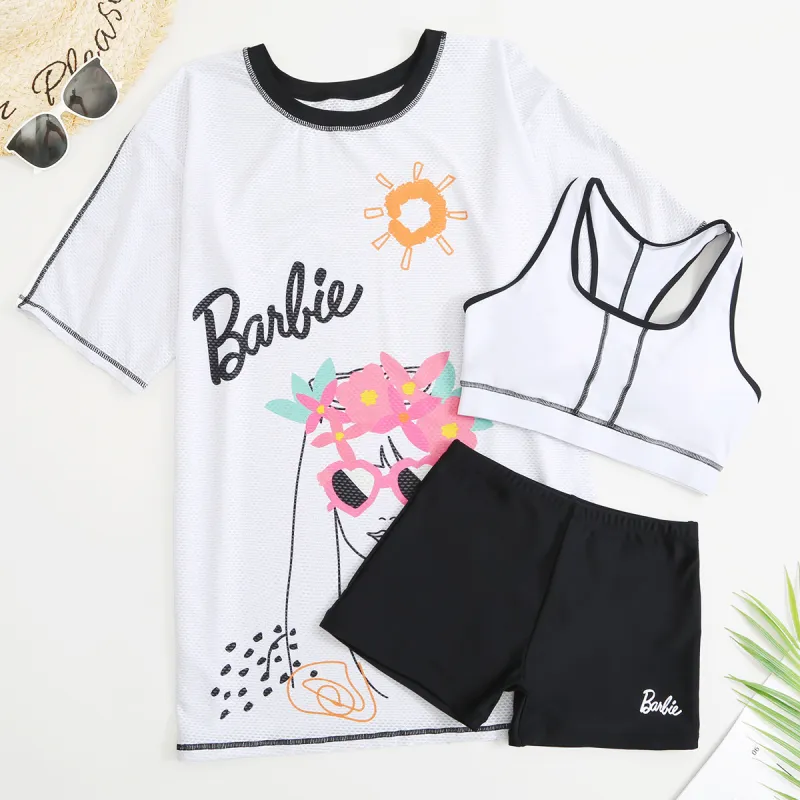 Barbie Two Piece Swimsuit Women's White-4