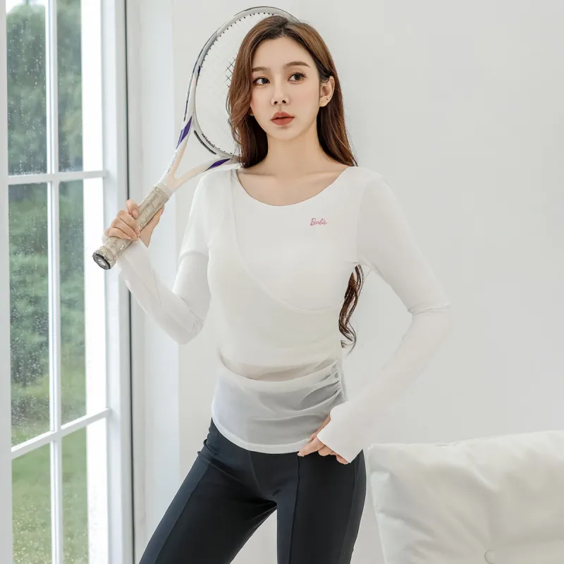 Barbie Yoga T Shirt Women's Raw White-5