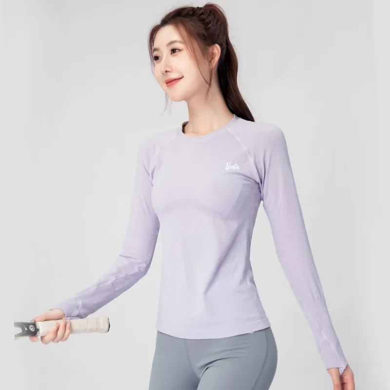 Barbie Yoga T Shirts Women's Purple-1