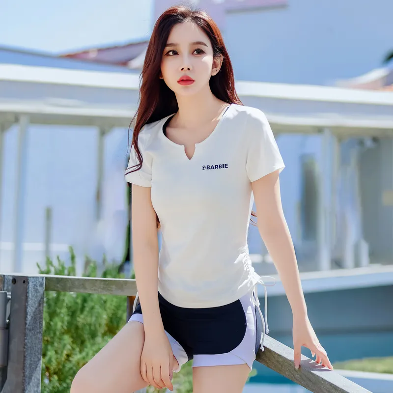 Barbie Yoga T Shirts Women's Milk White-5