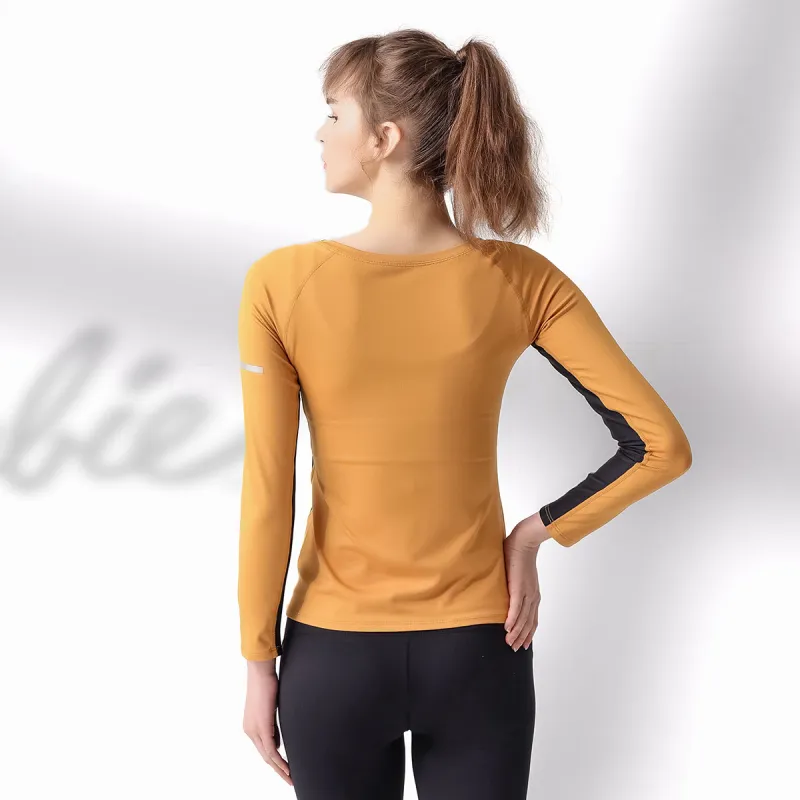 Barbie Yoga T Shirts Women's Ginger Yellow+Black-2