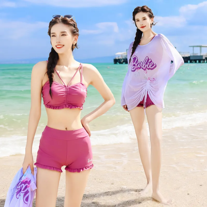 Barbie Two Piece Swimsuit Women's Dusty Pink White-1