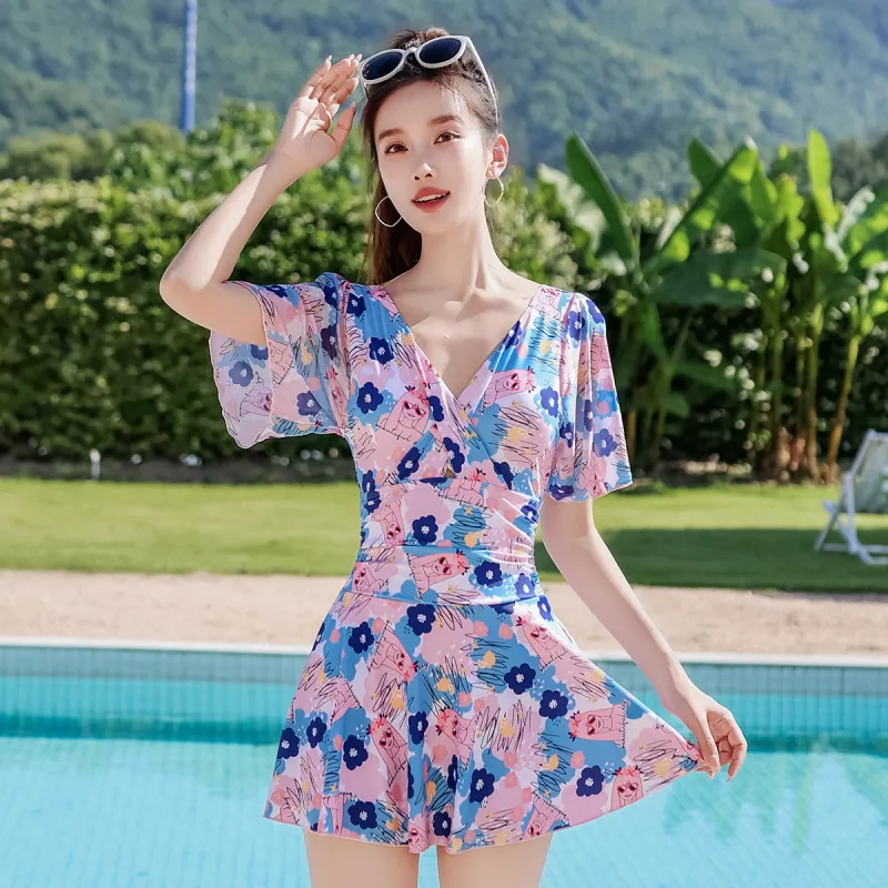 Barbie One piece Swimsuit Women's Pink Blue-4
