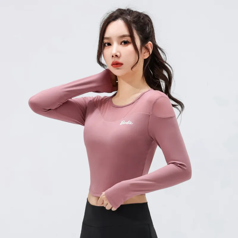 Barbie Yoga T Shirt Dusty Pink[with Pads]-5