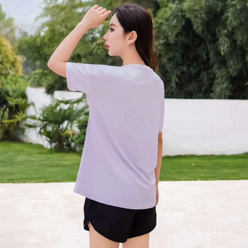 Barbie Yoga T Shirts Women's Purple-2