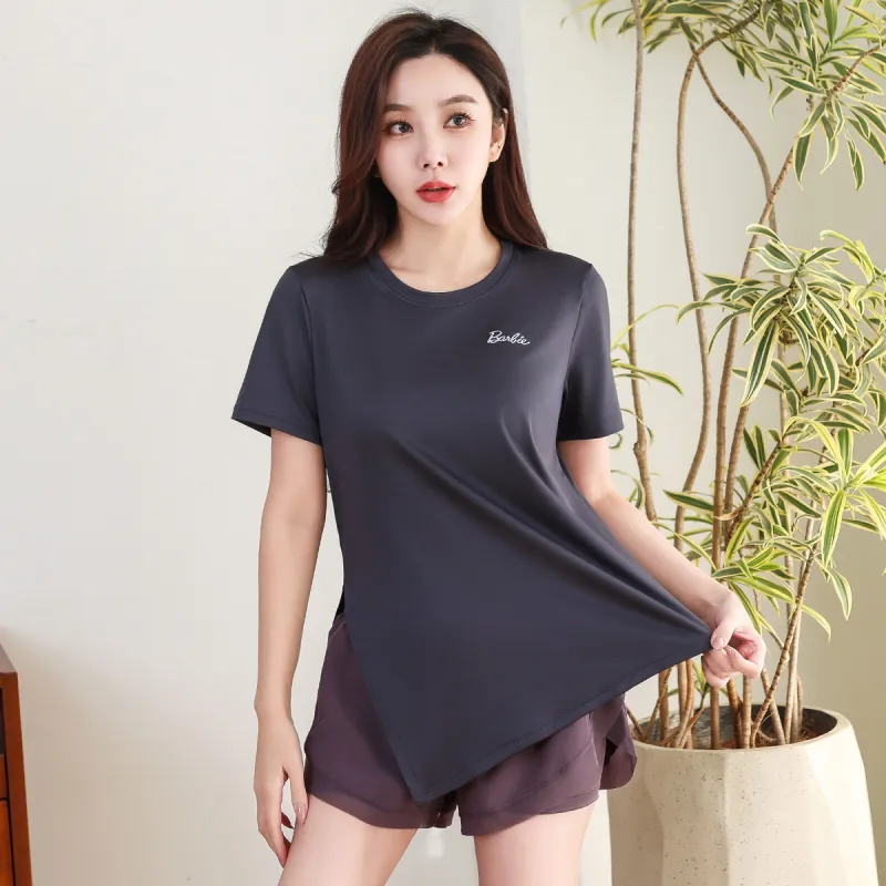 Barbie Yoga T Shirt Women's Gray-4