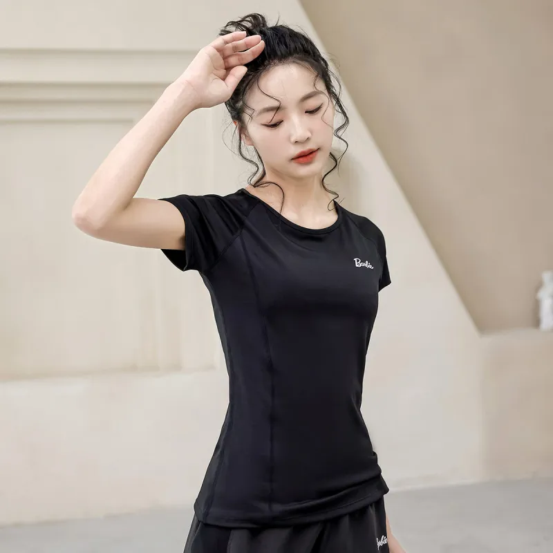 Barbie Yoga T Shirts Women's Black-2
