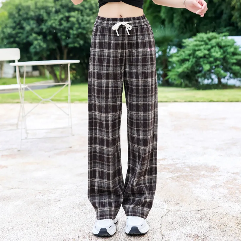 Barbie Sports Pants Women's Brown Plaid-3