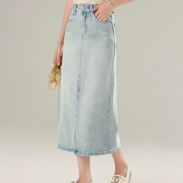 SUBEN Denim Long Skirts Women's-2
