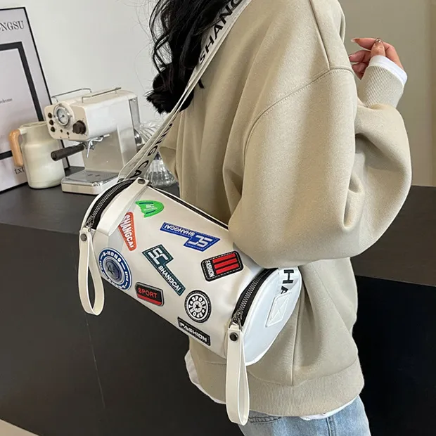Fillove PU Crossbody Bag Regular Unisex Black/White-10