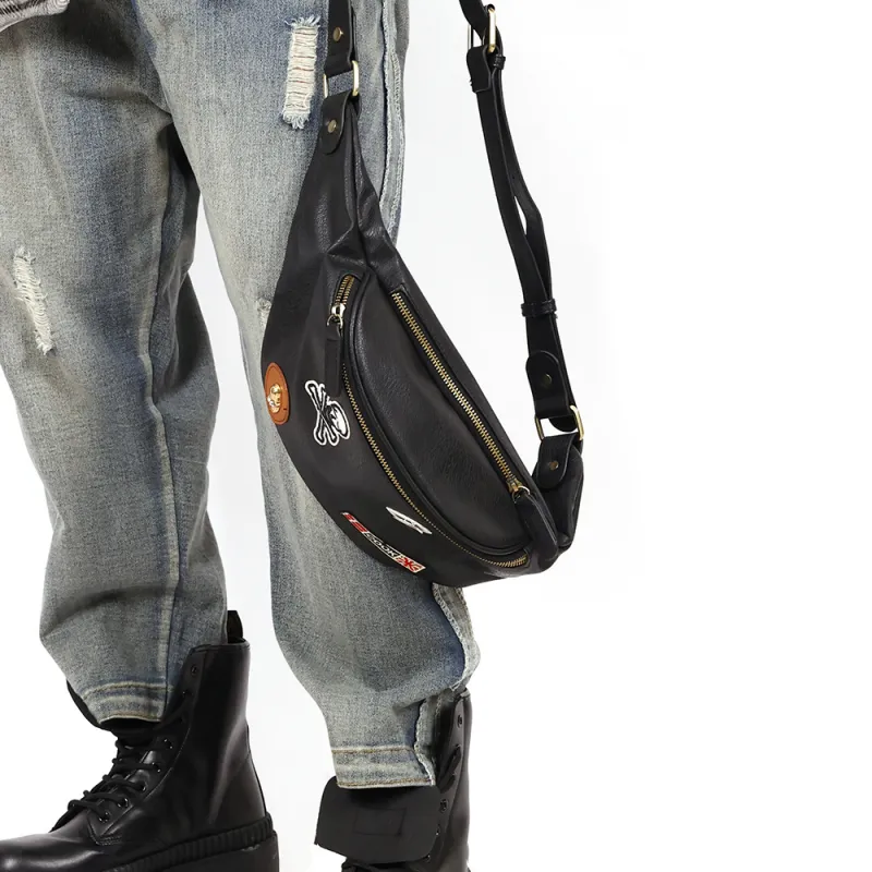 Fillove PU Sling Bags Crossbody Bags Regular Unisex Black-4