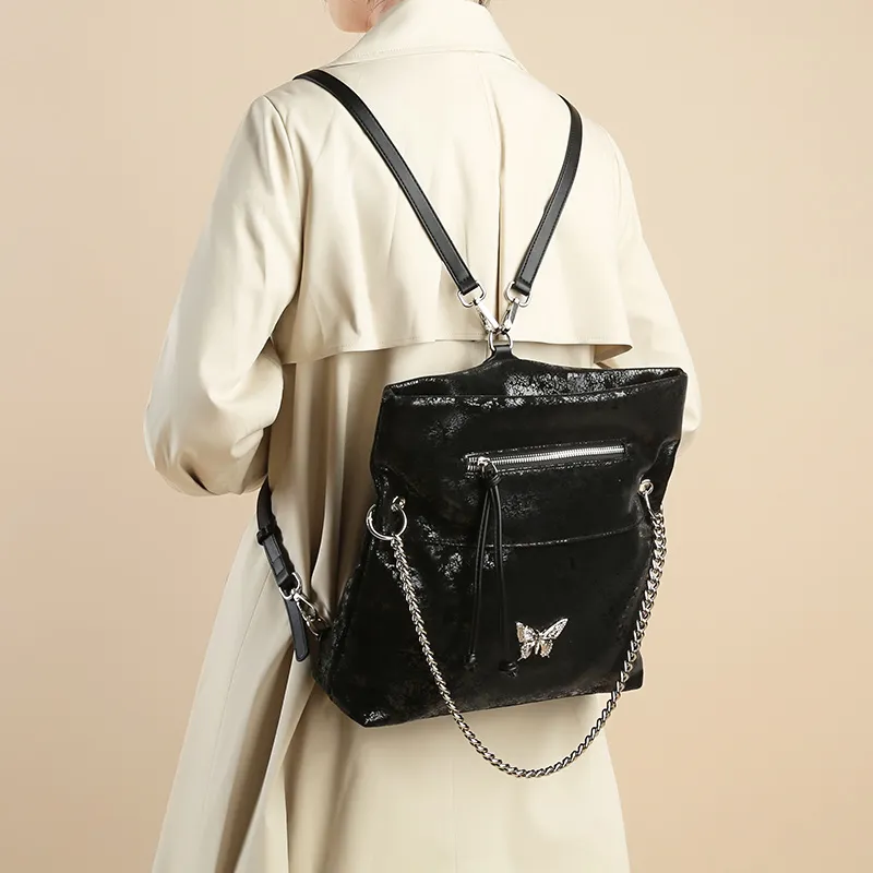 TUCANO Pu University Student Everyday One Shoulder Crossbody Backpack Regular Women's Sequins Black-6