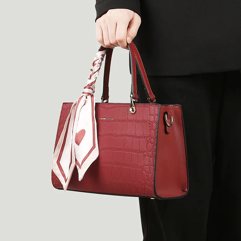 TUCANO Split Cow Leather With PU Leather Handbag Medium Size Women's Burgundy-6