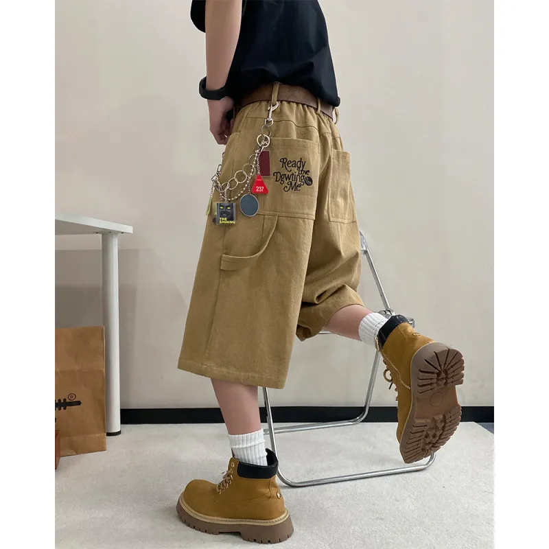 EMINU Denim Shorts Unisex Khaki-4