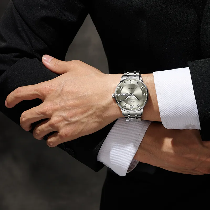 ATQ Elegant Series Automatic Mechanical Movement Stainless Steel Watchband Watch Men's Watches Gray Dial-6