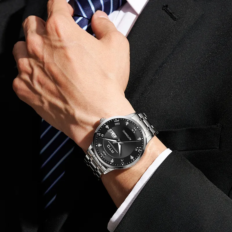 ATQ Elegant Series Automatic Mechanical Movement Stainless Steel Watchband Watch Men's Watches Gray Dial-10