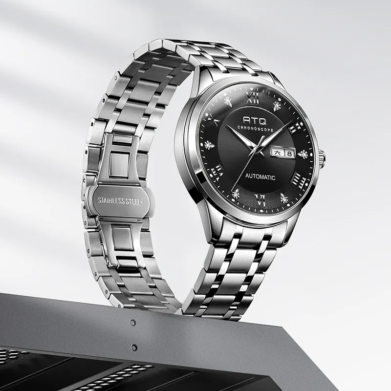 ATQ Elegant Series Automatic Mechanical Movement Stainless Steel Watchband Watch Men's Watches Gray Dial-11